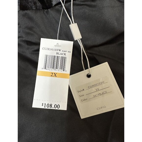 Cupio Black Crushed Velvet Blazer Plus Size 2x Lined Jacket Button Front NEW - Picture 11 of 12